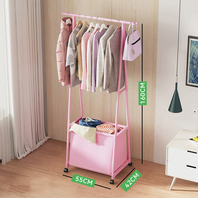 حامل ملابس بعجلات ، رف تخزين ملابس ، منظم أحذية ، خزانة أزياء Multifunctional coat rack
