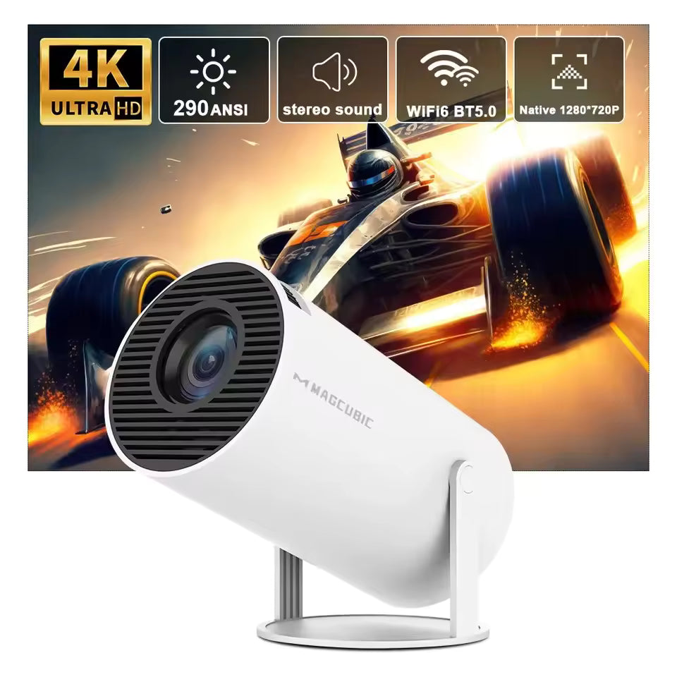 HY300 Pro 4K Android 11 Dual Wifi6 Magnetic Projector 290ANSI Allwinner H713 BT5.0 1080P 1280*720P Home Theater Outdoor Projector