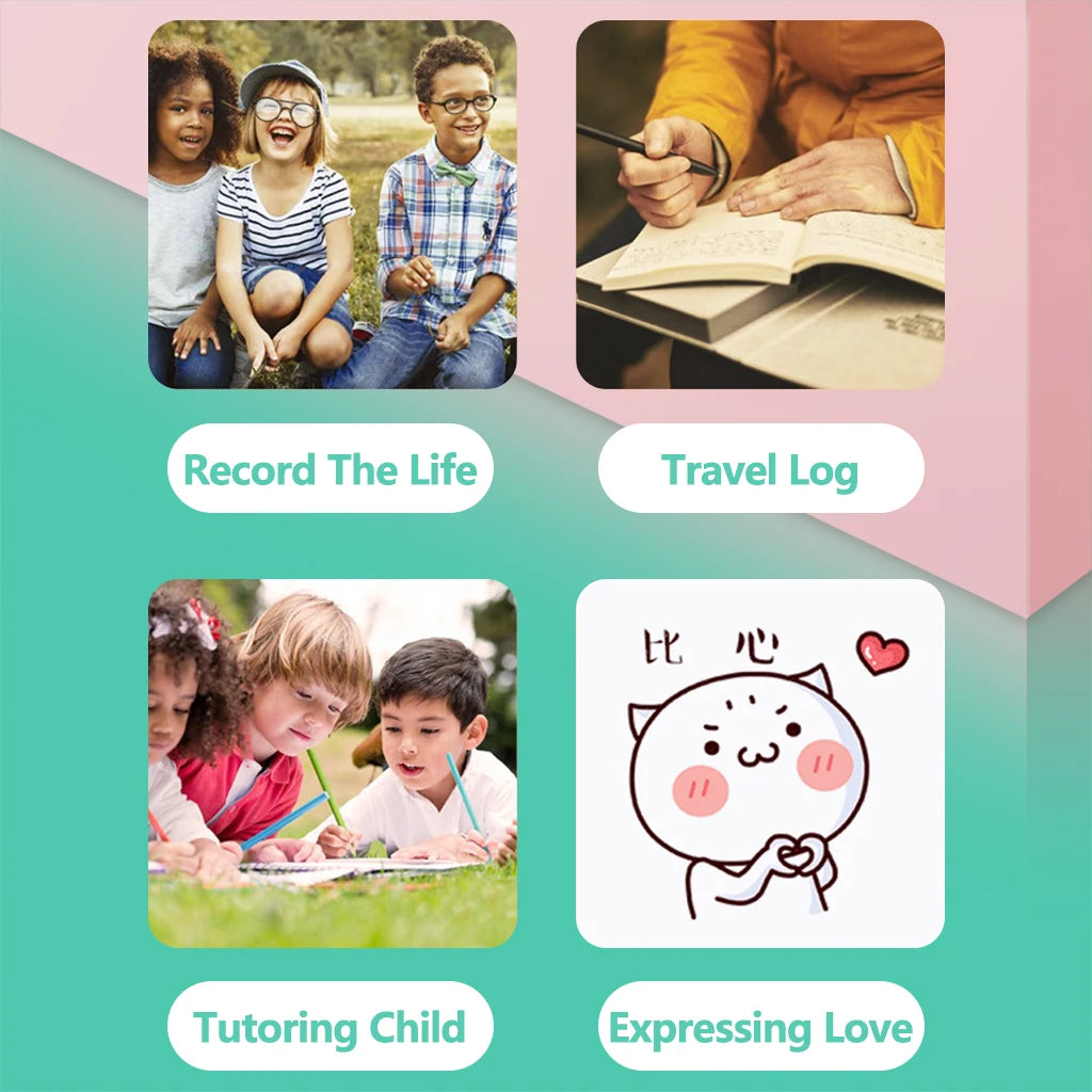 طابعة حرارية محمولة للأطفال، طباعة لاسلكية، بلوتوث، أندرويد، IOS، جيب كات، ورق صور، 57 مم، Prquinze