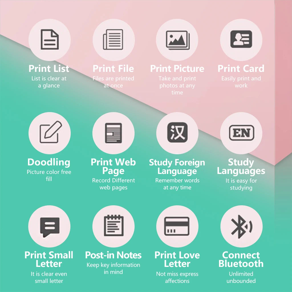طابعة حرارية محمولة للأطفال، طباعة لاسلكية، بلوتوث، أندرويد، IOS، جيب كات، ورق صور، 57 مم، Prquinze