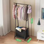 حامل ملابس بعجلات ، رف تخزين ملابس ، منظم أحذية ، خزانة أزياء Multifunctional coat rack