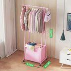 حامل ملابس بعجلات ، رف تخزين ملابس ، منظم أحذية ، خزانة أزياء Multifunctional coat rack